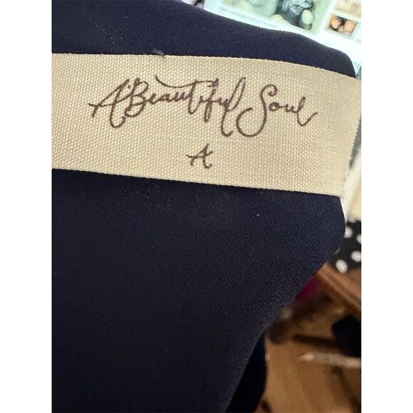 A Beautiful Soul Boho Floral Dress L Navy Red Bell Sleeve Flowy - Picture 7 of 10